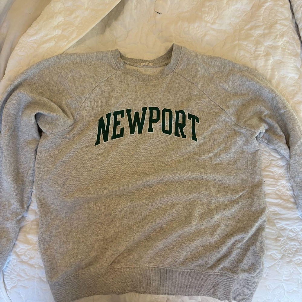 Brandy Melville Gray Crewneck with Green Newport Print